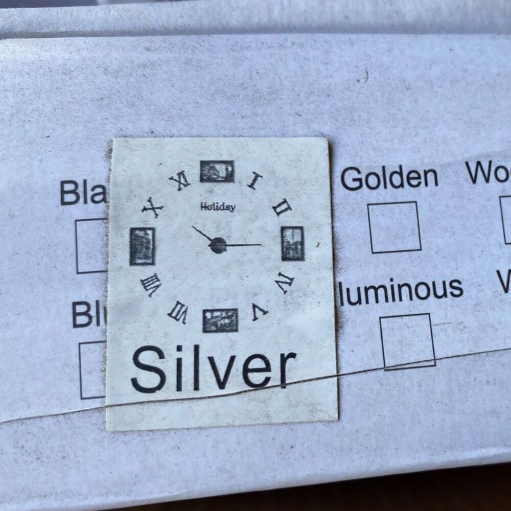 Roman Numerals Frameless Wall Clock Stickers, DIY Modern Decorative Clock SILVER
